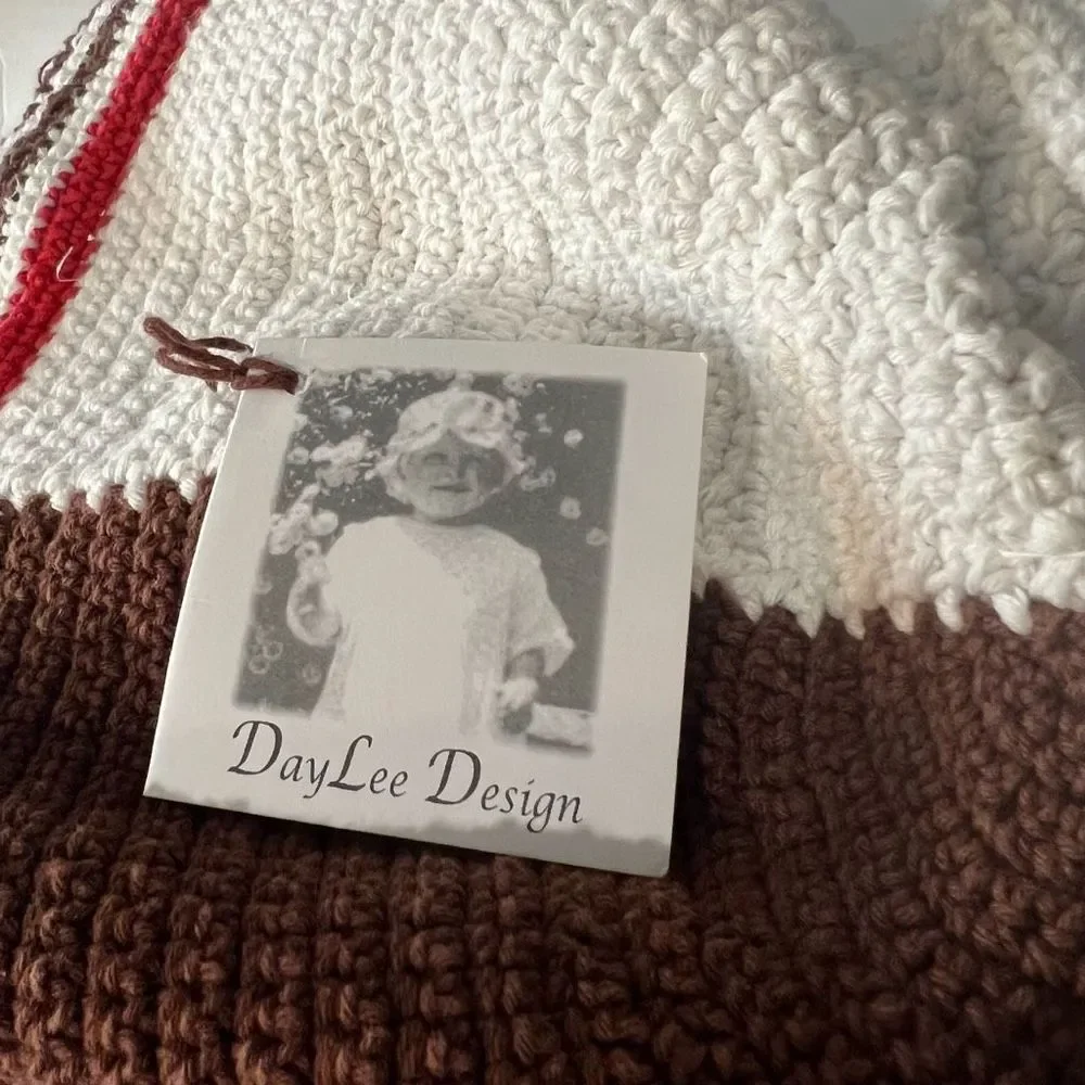 Crochet Puppy Dog Hat Cap Child’s Size 1-2T NWT White Brown Kid’s Crochet Hat‎